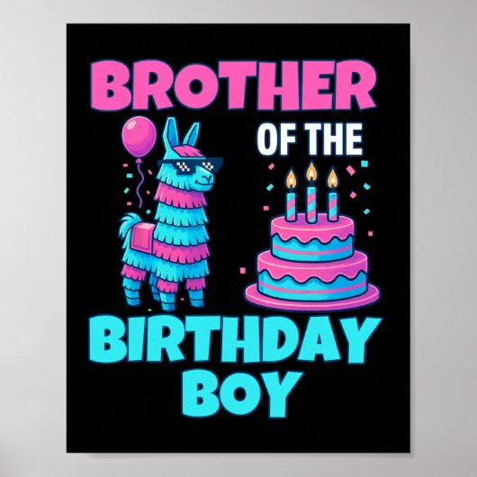 Brother Birthday Boy Llama Pinata Party Family Mat Poster (Vorne)