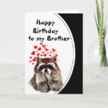 Brother Birthday Hugs & Kisses Raccoon Tierkarte Karte<br><div class="desc">Birthday Original Watercolor Raccoon Animal Hugs and Kisses war Funny Raccoon Blasen Kisses Liebe,  um für diesen besonderen Bruder anpassen</div>