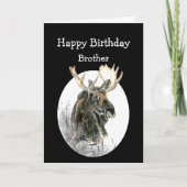 Brother Birthday Moose Wasserfarbe Tier Alte Timer Karte (Vorderseite)