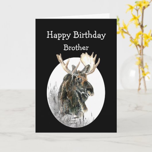 Brother Birthday Moose Wasserfarbe Tier Alte Timer Karte (Gelbe Blume)