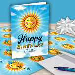 Brother Birthday Niedlich Sun Karte<br><div class="desc">Lassen Sie Ihre Brüder sich an ihrem Geburtstag besonders fühlen,  indem Sie ihr diese fröhliche,  zauberhafte Sonne in Gelb und Orange schicken,  die im blauen Himmel mit Wolken schwebt. Im Text steht: "Die Sonne scheint an dem Tag,  an dem du geboren warst,  nur etwas heller."</div>