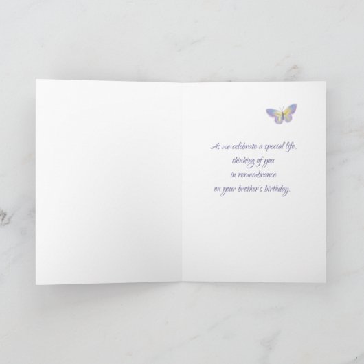 Brother Birthday Remembrance Wasserfarbe Blume Karte (Innenseite)
