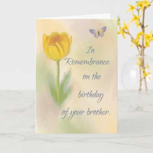 Brother Birthday Remembrance Wasserfarbe Blume Karte (Gelbe Blume)