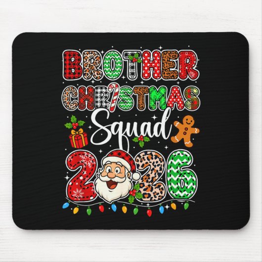 Brother Christmas Crew 2026 Leopard Funny Santa Fa Mousepad (Vorne)