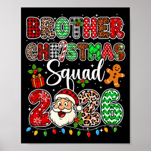 Brother Christmas Crew 2026 Leopard Funny Santa Fa Poster (Vorne)
