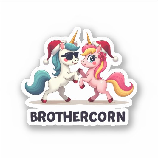 Brother-corn Unicorn Matching Family Pajama Christ Aufkleber (Vorderseite)
