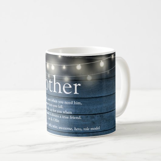 Brother Definition Blue Rustic Holz String Lights Kaffeetasse (VorderseiteRechts)