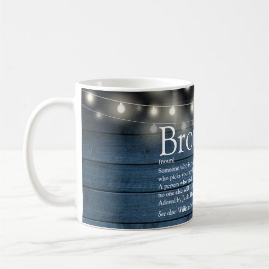 Brother Definition Blue Rustic Holz String Lights Kaffeetasse (Links)