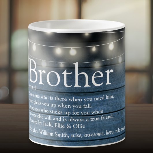 Brother Definition Blue Rustic Holz String Lights Kaffeetasse