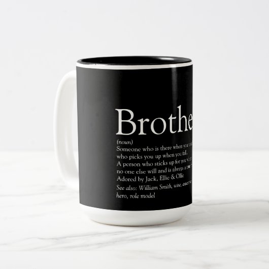 Brother Definition Moderner Spaß Zweifarbige Tasse (Vorderseite Links)