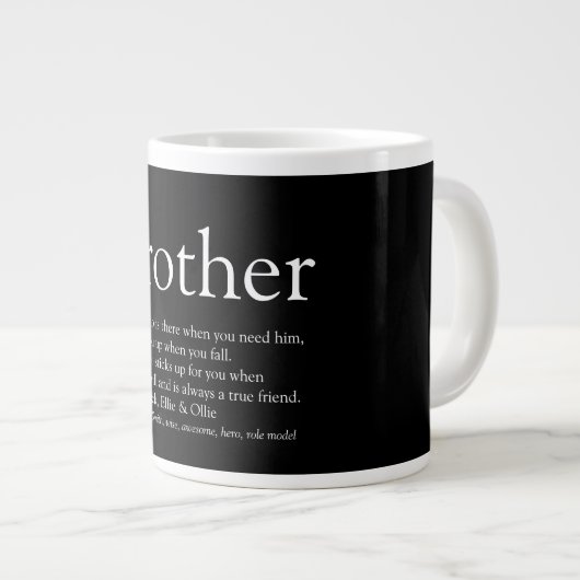 Brother Definition Spaß Zitat Schwarz und Weiß Jumbo-Tasse (Vorderseite Rechts)