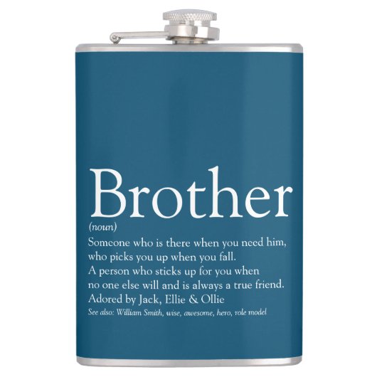 Brother Definition Sprichwort Fun Blue Flachmann (Vorderseite)