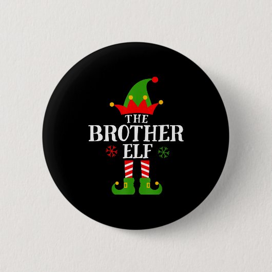 Brother Elf Funny Matching Family Group Christmas Button (Vorderseite)