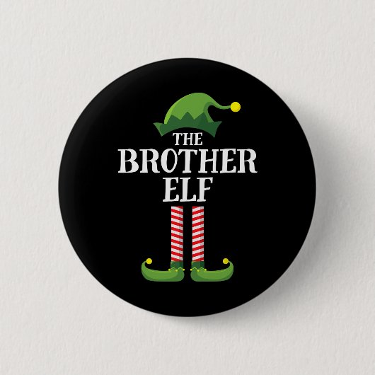 Brother Elf Matching Family Group Weihnachts-Party Button (Vorderseite)