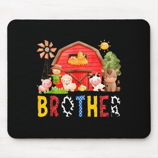 Brother Farm Cow Birthday Boy Matching Family Matc Mousepad (Vorne)
