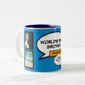 Brother Fun Modernes Cooles Comic Foto Collage Blu Zweifarbige Tasse (Vorderseite Links)