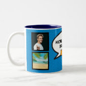 Brother Fun Modernes Cooles Comic Foto Collage Blu Zweifarbige Tasse (Links)