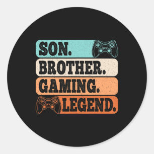 Brother Gaming Legend Video Gamer Retro Game Runder Aufkleber