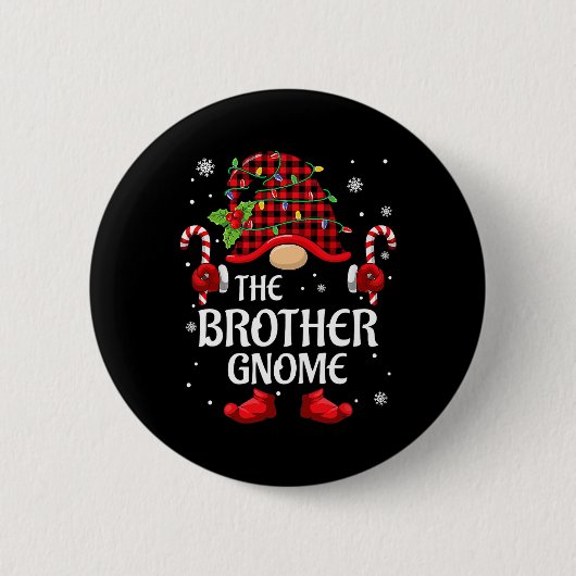 Brother Gnome Matching Christmas Pjs For Family Button (Vorderseite)