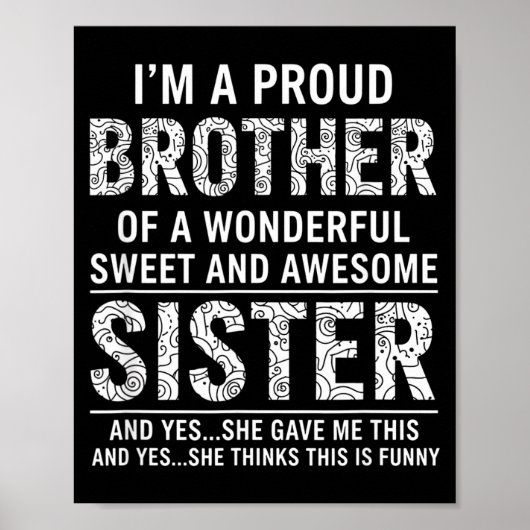 Brother I'm A Proud Brother Of A Wonderful Sweet A Poster (Vorne)