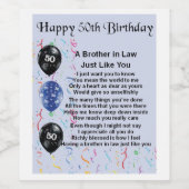 Brother in Law Gedicht Flasche Etikett 50. Geburts (Einzelnes Label)