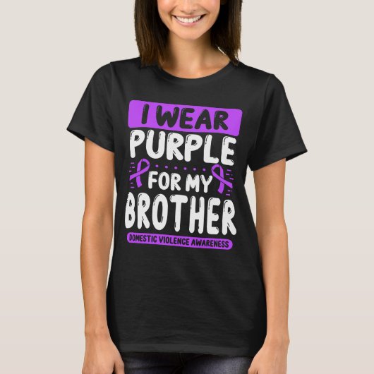 Brother Lila Ribbon Gewalt Bewusstsein T-Shirt (Vorderseite)