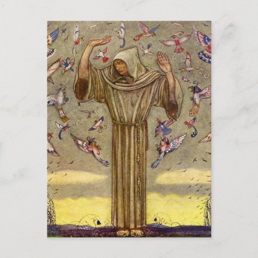 "Brother Martin and the Birds" von John Bauer Postkarte (Vorderseite)