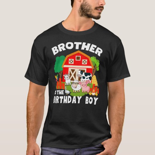 Brother Of The Birthday Boy Farm Animal Theme Fami T-Shirt (Vorderseite)