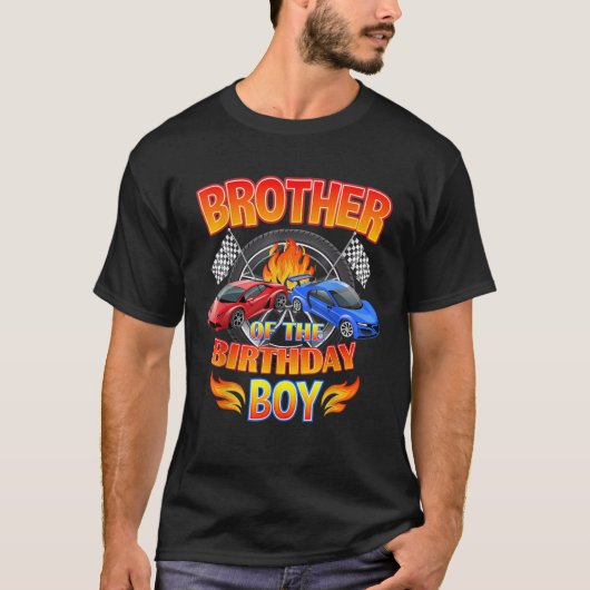 Brother of The Birthday Boy Fire Race Supercar Par T-Shirt (Vorderseite)