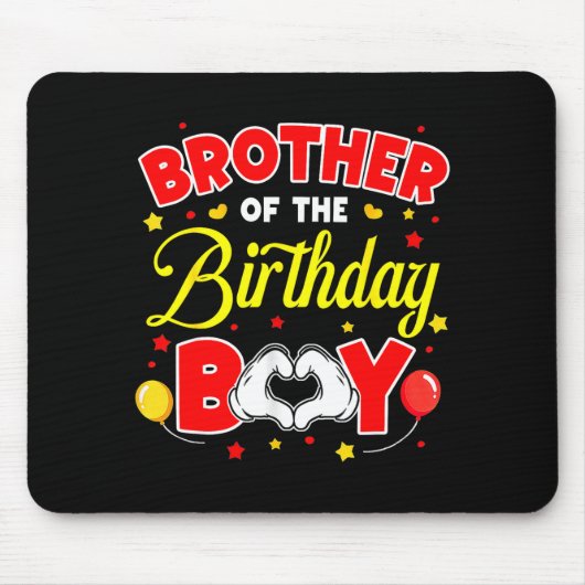 Brother Of The Birthday Boy Matching Family Party Mousepad (Vorne)