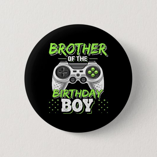 Brother Of The Birthday Boy Matching Video Game Bi Button (Vorderseite)