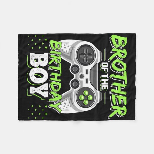 Brother Of The Birthday Boy Matching Video Game Bi Fleecedecke (Vorderseite (Horizontal))
