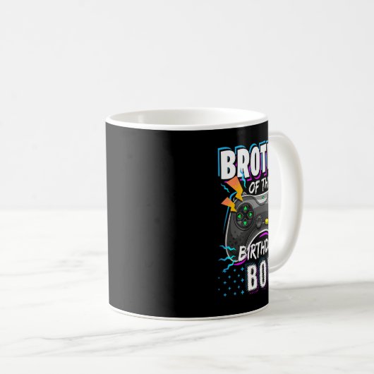Brother Of The Birthday Boy Matching Video Game Bi Kaffeetasse (VorderseiteRechts)