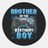 Brother Of The Birthday Boy Matching Video Game Bi Runder Aufkleber (Vorderseite)