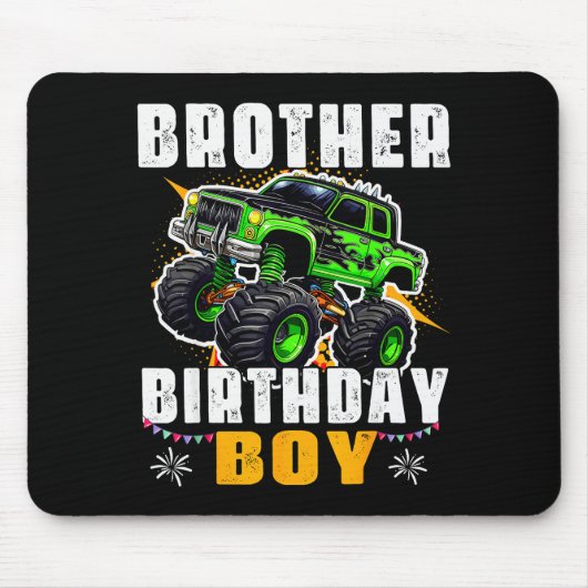 Brother Of The Birthday Boy Monster Truck Family M Mousepad (Vorne)