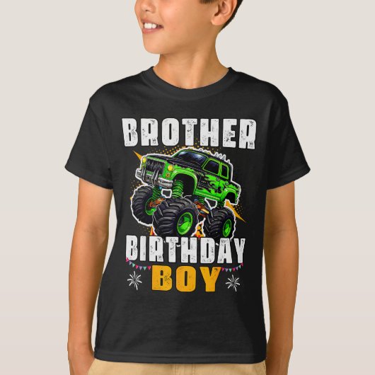 Brother Of The Birthday Boy Monster Truck Family M T-Shirt (Vorderseite)