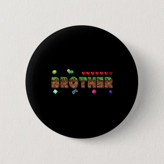 Brother Of The Birthday Boy Pixel Game Matching Fa Button (Vorderseite)