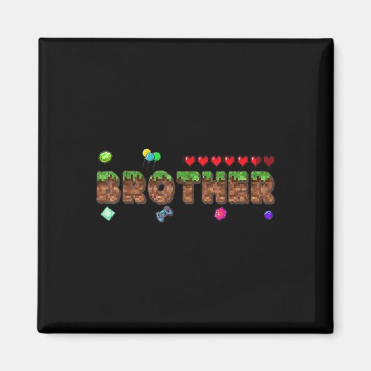 Brother Of The Birthday Boy Pixel Game Matching Fa Magnet (Vorne)
