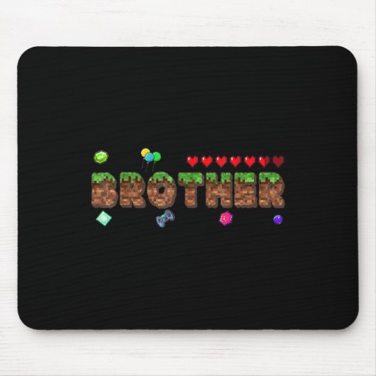 Brother Of The Birthday Boy Pixel Game Matching Fa Mousepad (Vorne)