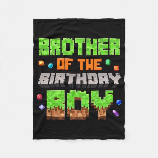 Brother Of The Birthday Boy Pixel Gaming Video Gam Fleecedecke (Vorderseite)