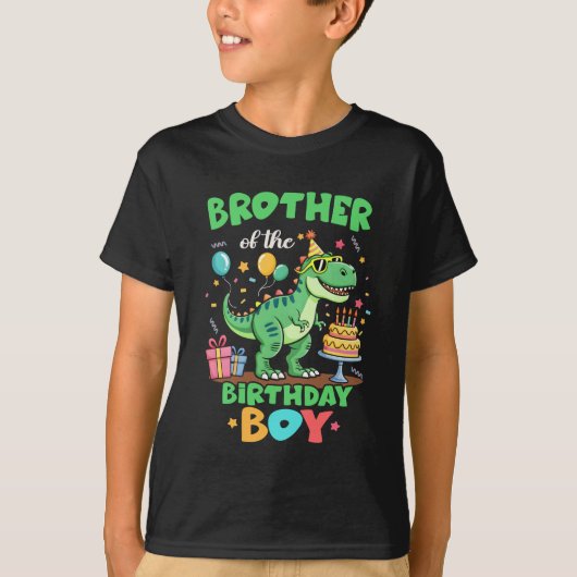 Brother Of The Birthday Boy T Rex Dinosaur Family T-Shirt (Vorderseite)