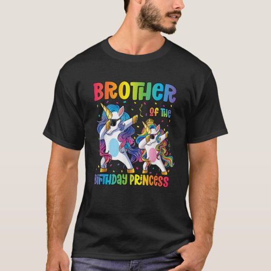 Brother of the Birthday Princess Dabbing Unicorn T-Shirt (Vorderseite)