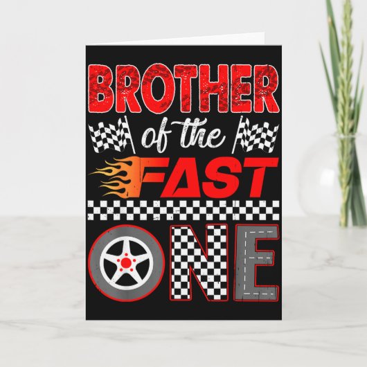Brother Of The Fast One First Birthday Racing Car Karte (Vorderseite)