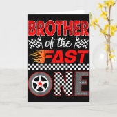 Brother Of The Fast One First Birthday Racing Car Karte (Gelbe Blume)