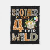 Brother Of The Four Ever Wild Safari 4th Birthday Fleecedecke (Vorderseite)