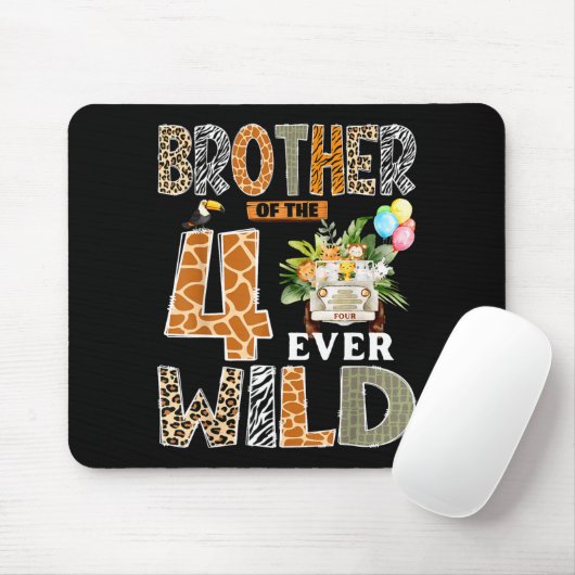 Brother Of The Four Ever Wild Safari 4th Birthday Mousepad (Mit Mouse)