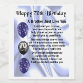 Brother Poem Wine Bottle Label - 70. Geburtstag Weinetikett (Einzelnes Label)