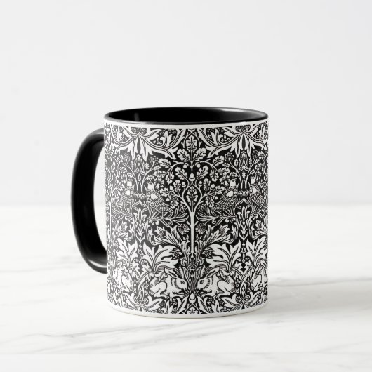 Brother Rabbit Black Pattern William Morris Tasse (Vorderseite Links)