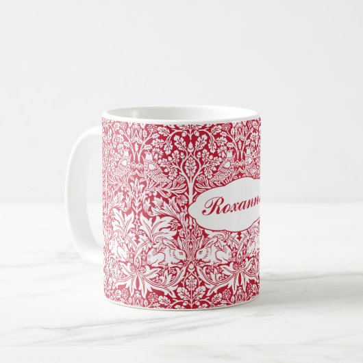 Brother Rabbit Red William Morris Pattern Monogram Kaffeetasse (Vorderseite Links)