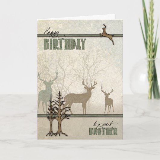 Brother’s Birthday Deer in the Woods Karte (Vorderseite)